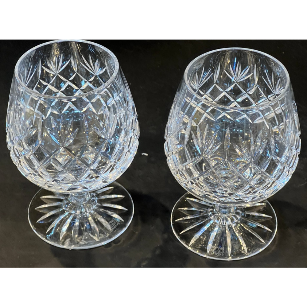 Pair Thomas Webb England Cut Crystal Brandy Snifter Goblets Signed Vintage Ballo - Picture 6 of 6